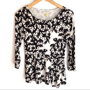 Anthropologie Leifsdottir Webbed Tales Peplum Long Sleeve Top Size XS